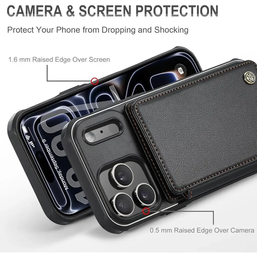 Vinich For IPhone 17 Pro Wallet Case With Card Holder, RFID Blocking Credit